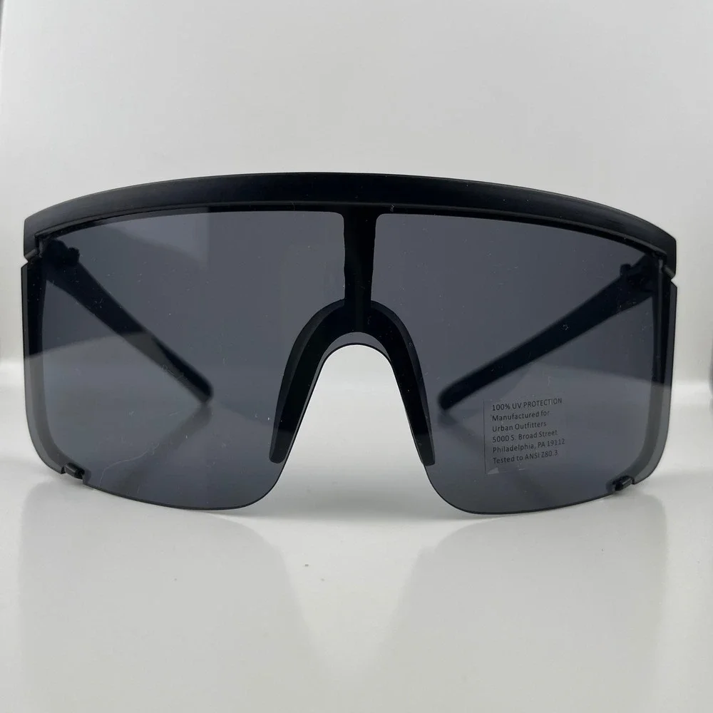 Urban Outfitters Black Sport Shield Sunglasses Oversized Modern Futuristic UV400